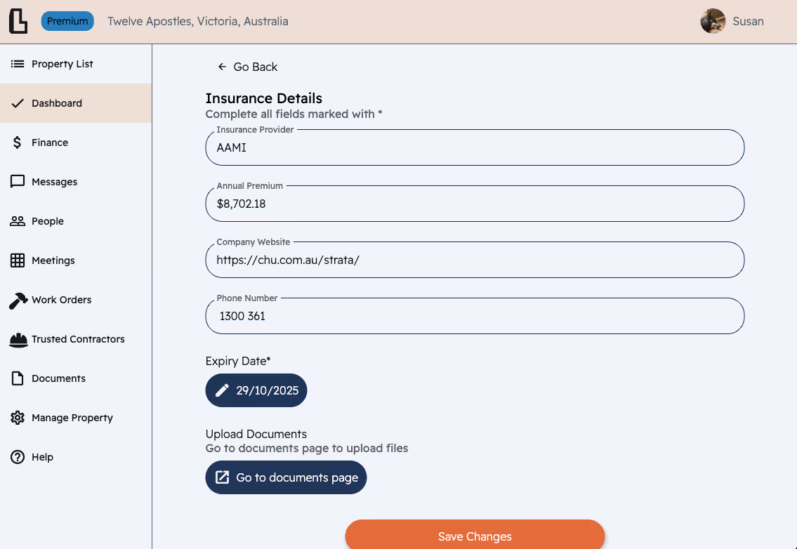 Loma Strata screenshot for insurance