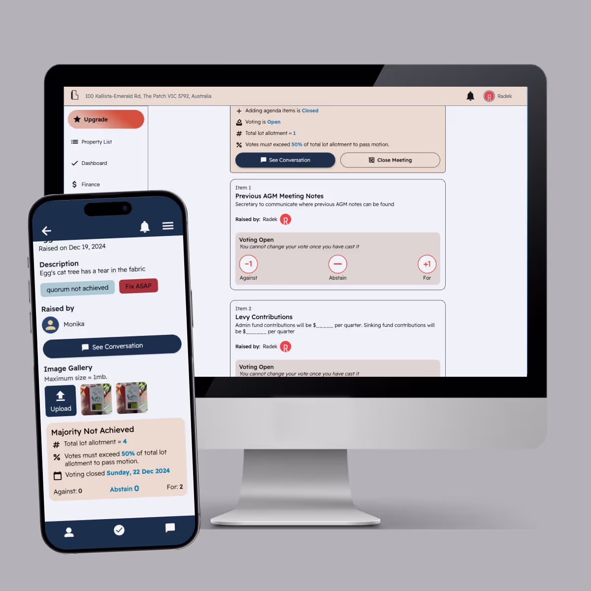 The voting function of the Loma Strata platform